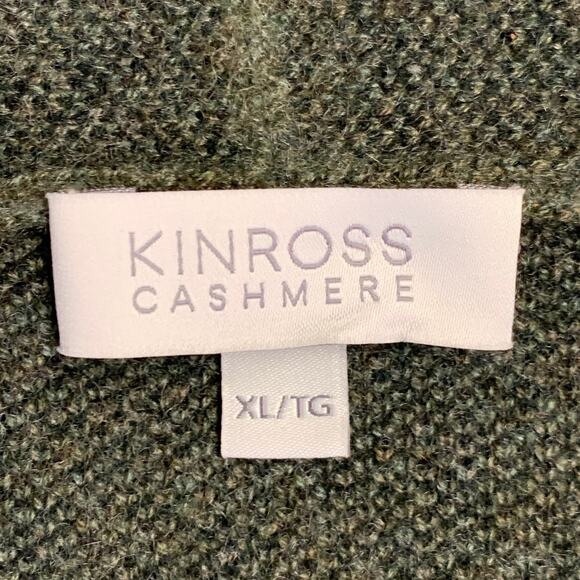 KINROSS Size XL Green Olive Cashmere Shawl Collar Open Front Cardigan - Picture 4 of 5